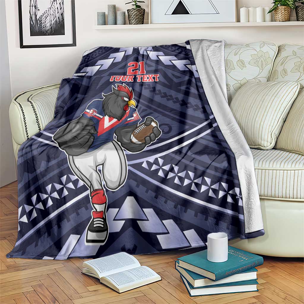 Custom Roosters Rugby Polynesian Tribal Blanket
