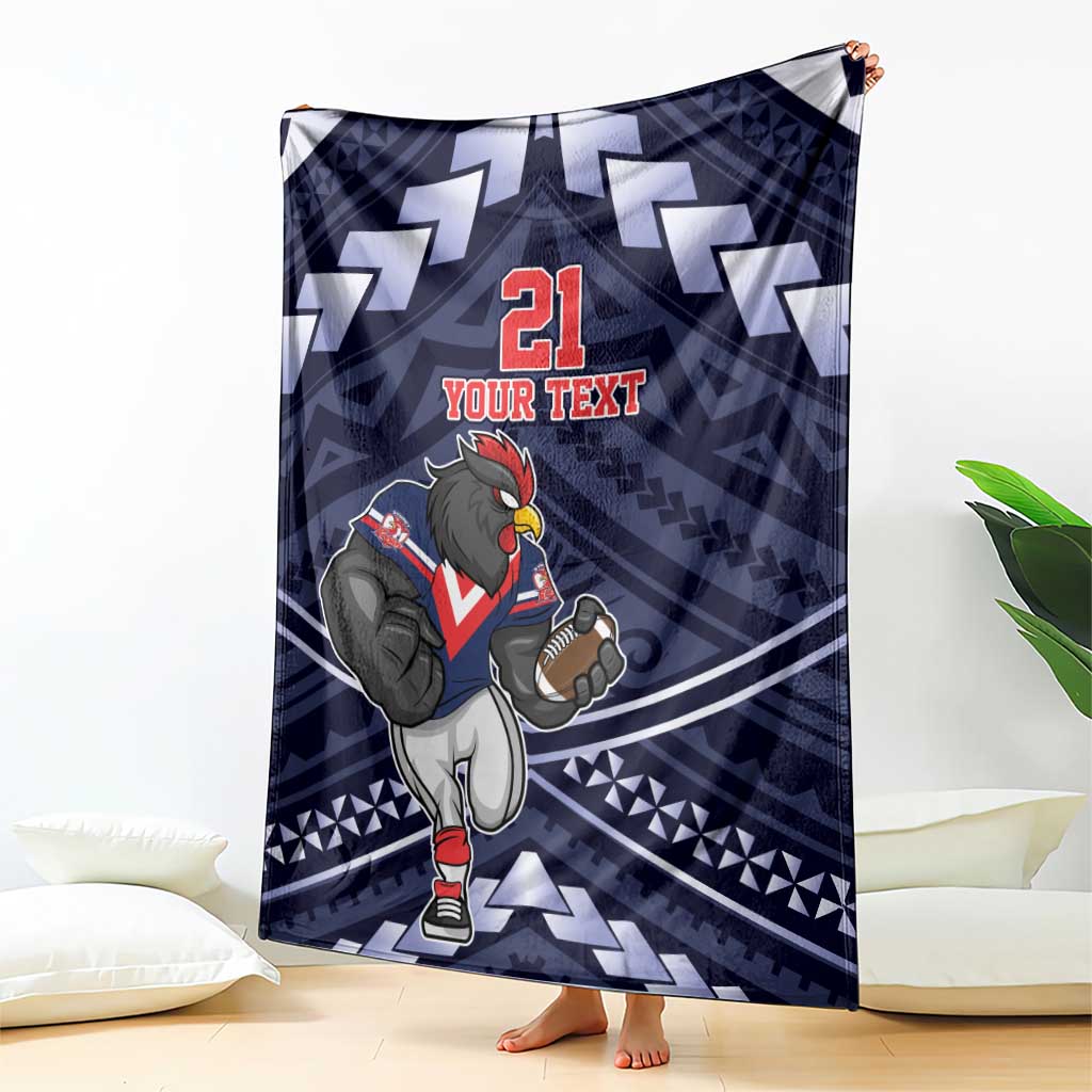 Custom Roosters Rugby Polynesian Tribal Blanket