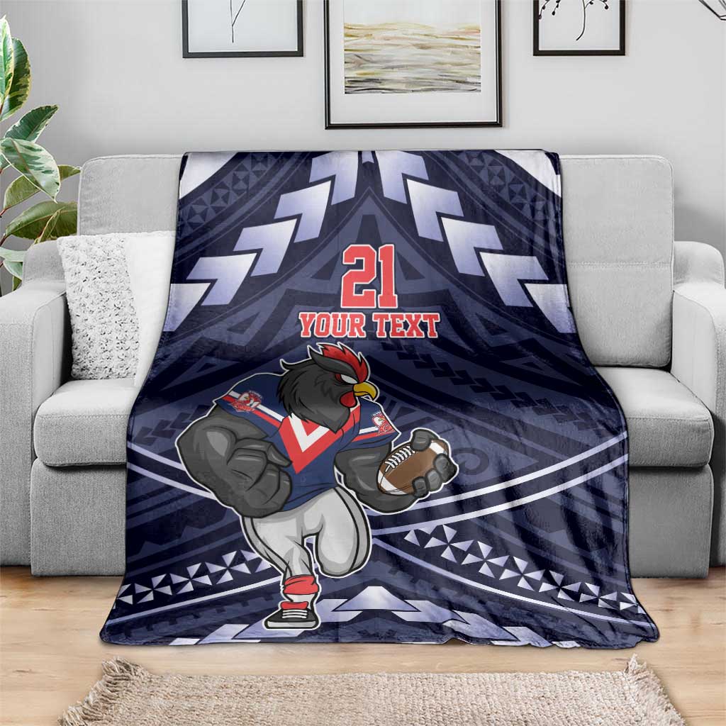 Custom Roosters Rugby Polynesian Tribal Blanket