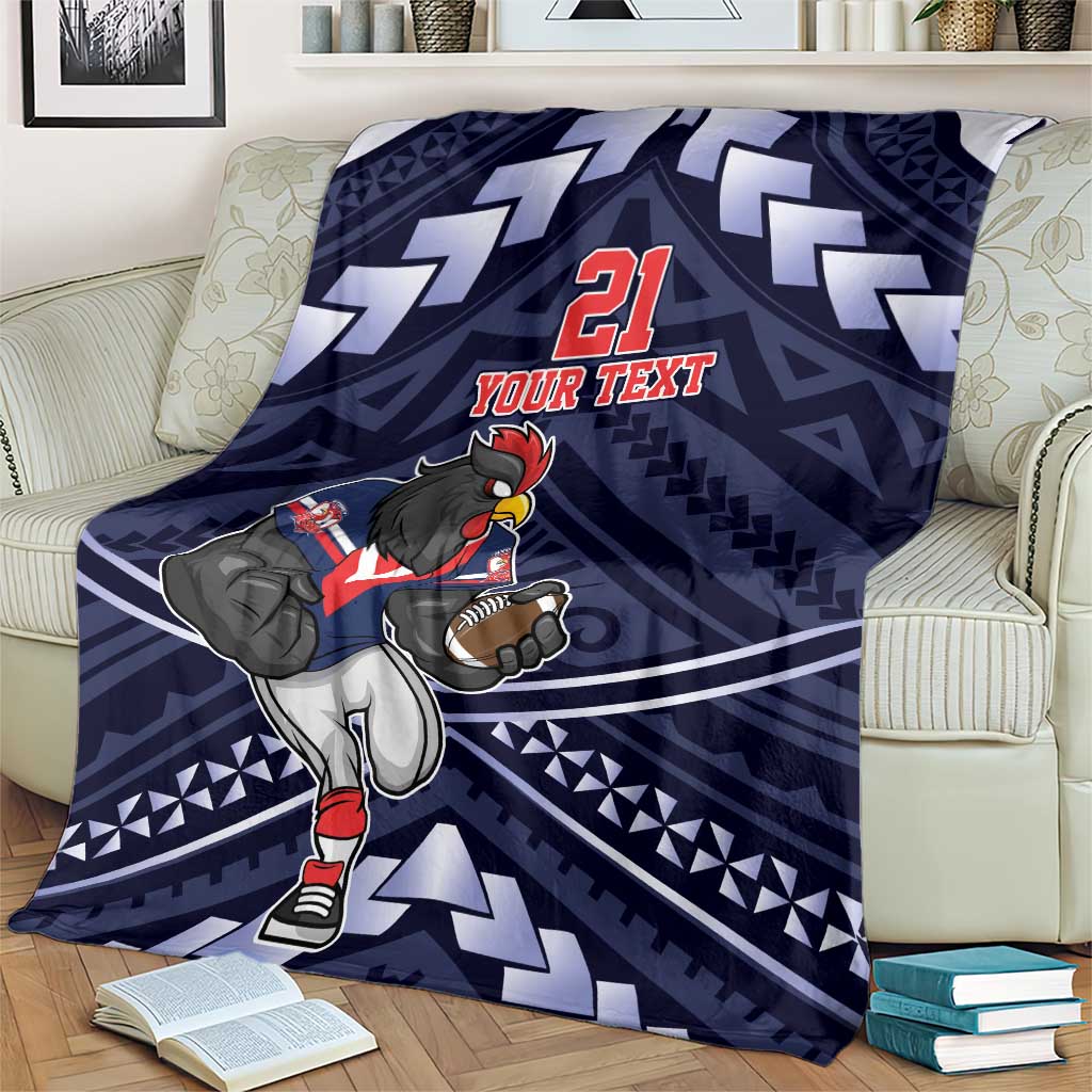 Custom Roosters Rugby Polynesian Tribal Blanket