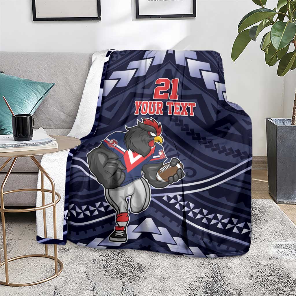Custom Roosters Rugby Polynesian Tribal Blanket