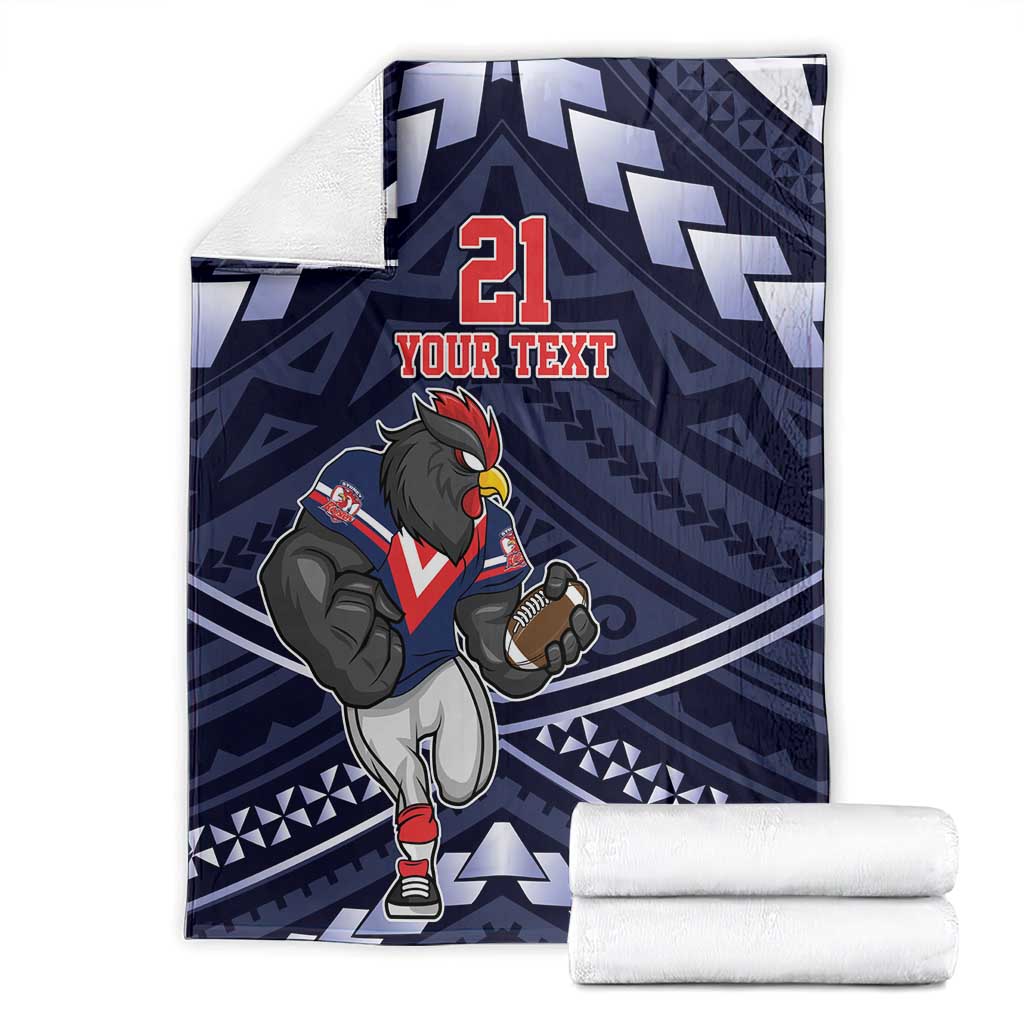 Custom Roosters Rugby Polynesian Tribal Blanket