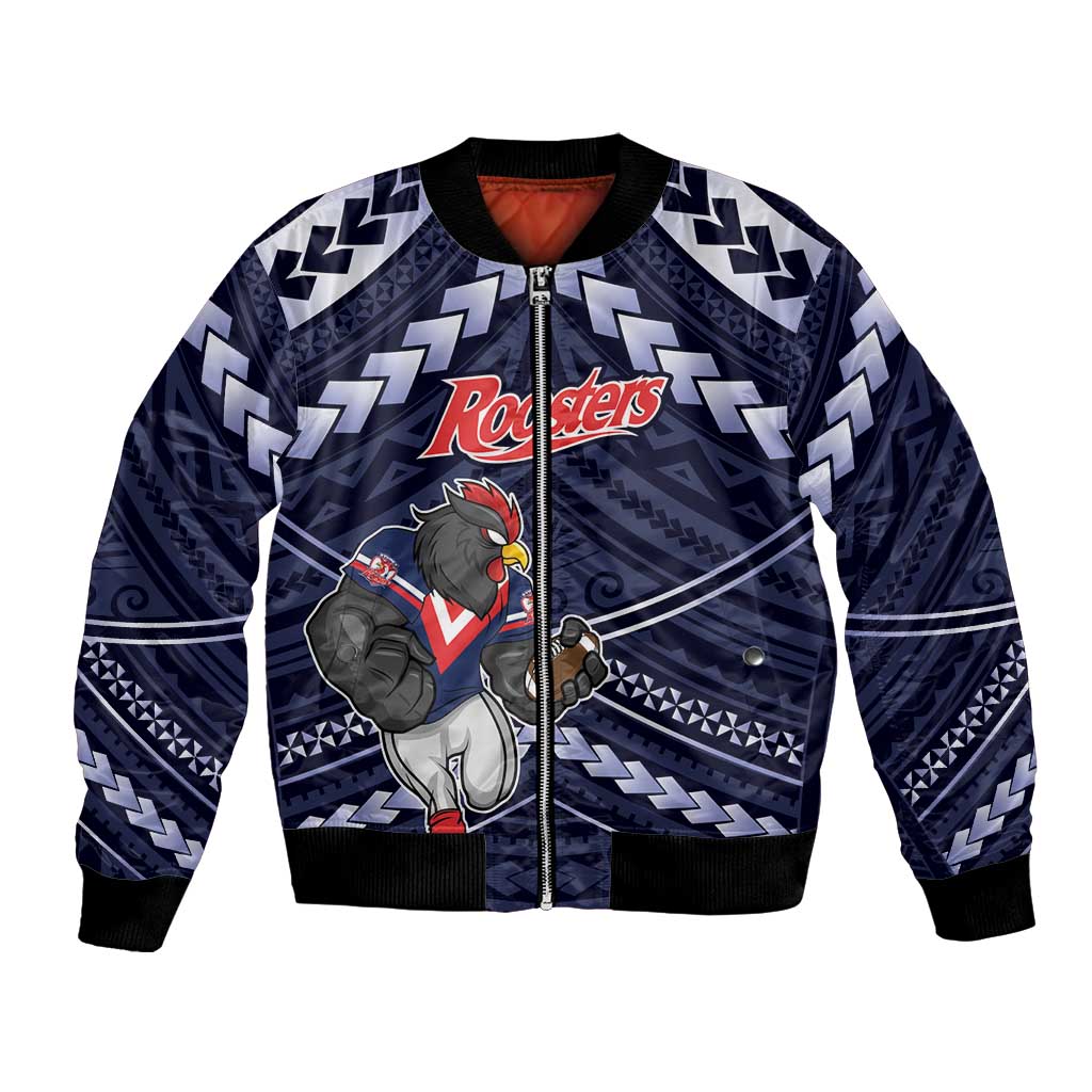 Custom Roosters Rugby Polynesian Tribal Bomber Jacket