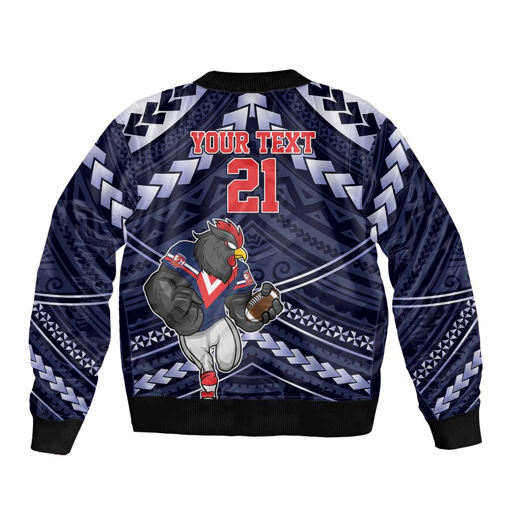 Custom Roosters Rugby Polynesian Tribal Bomber Jacket