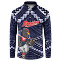 Custom Roosters Rugby Polynesian Tribal Button Sweatshirt