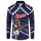 Custom Roosters Rugby Polynesian Tribal Button Sweatshirt