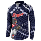 Custom Roosters Rugby Polynesian Tribal Button Sweatshirt