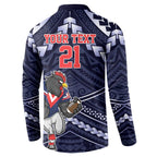 Custom Roosters Rugby Polynesian Tribal Button Sweatshirt