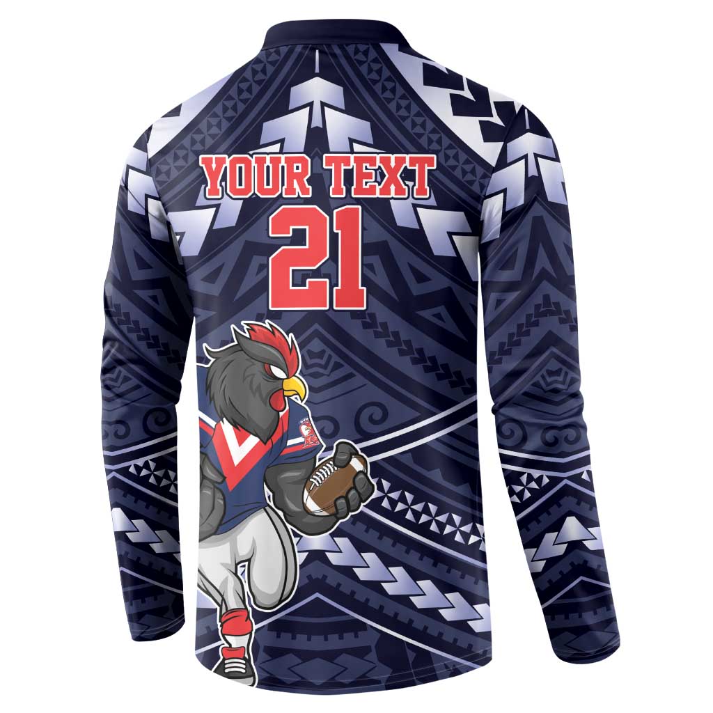 Custom Roosters Rugby Polynesian Tribal Button Sweatshirt