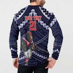 Custom Roosters Rugby Polynesian Tribal Button Sweatshirt