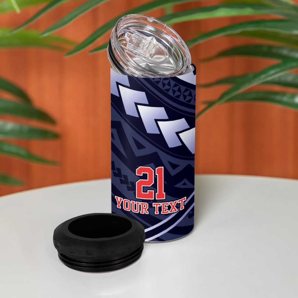 Custom Roosters Rugby Polynesian Tribal 4 in 1 Can Cooler Tumbler