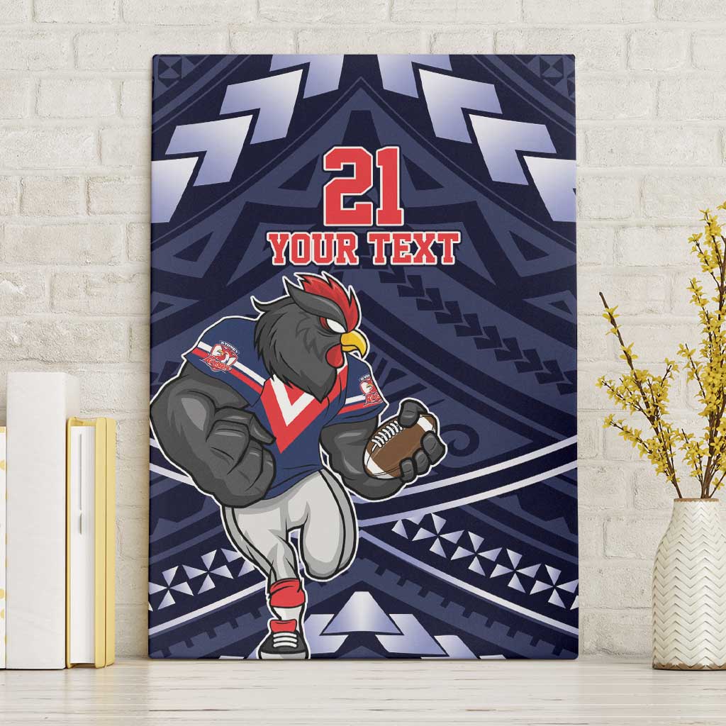 Custom Roosters Rugby Polynesian Tribal Canvas Wall Art