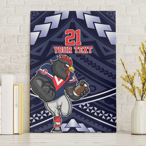 Custom Roosters Rugby Polynesian Tribal Canvas Wall Art