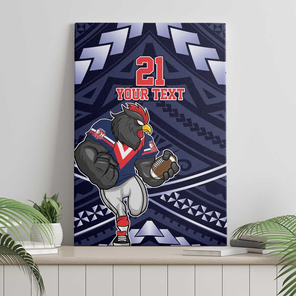 Custom Roosters Rugby Polynesian Tribal Canvas Wall Art
