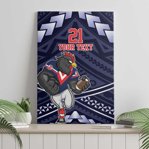 Custom Roosters Rugby Polynesian Tribal Canvas Wall Art