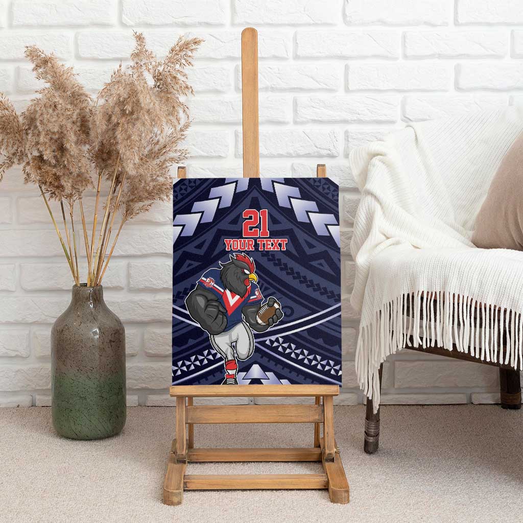 Custom Roosters Rugby Polynesian Tribal Canvas Wall Art