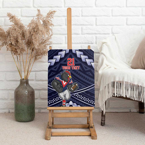 Custom Roosters Rugby Polynesian Tribal Canvas Wall Art