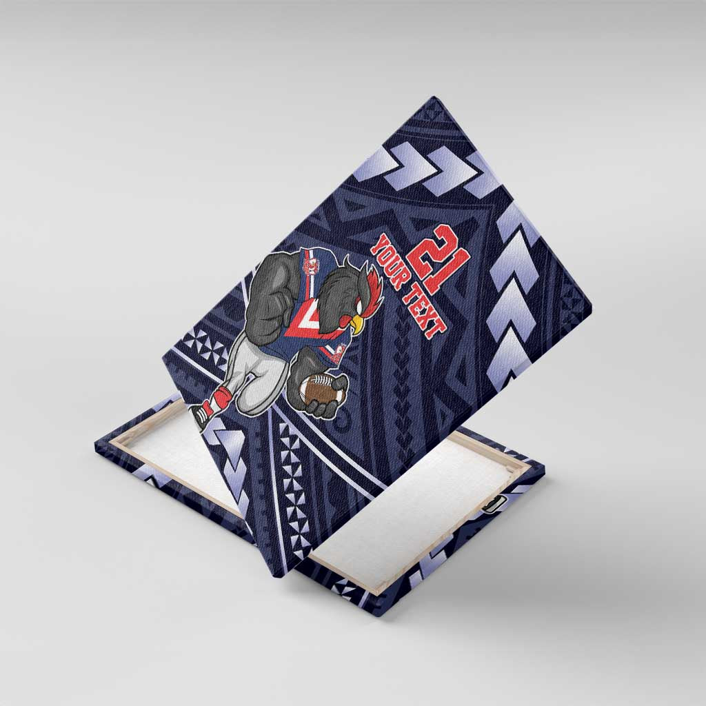 Custom Roosters Rugby Polynesian Tribal Canvas Wall Art