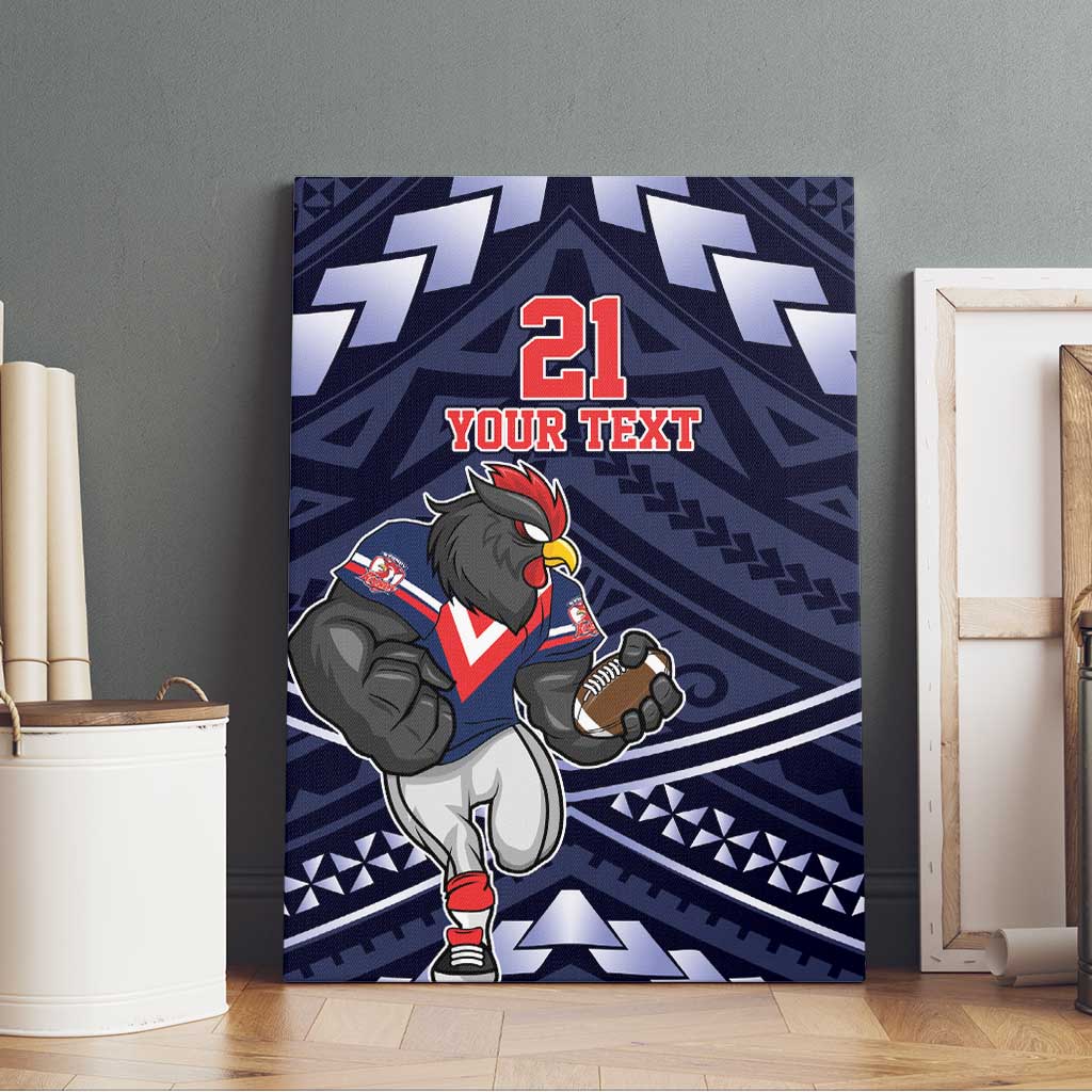 Custom Roosters Rugby Polynesian Tribal Canvas Wall Art