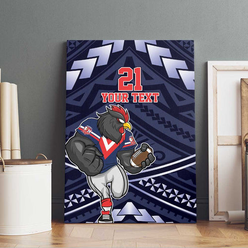 Custom Roosters Rugby Polynesian Tribal Canvas Wall Art