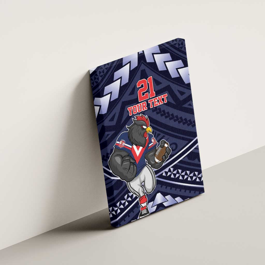 Custom Roosters Rugby Polynesian Tribal Canvas Wall Art