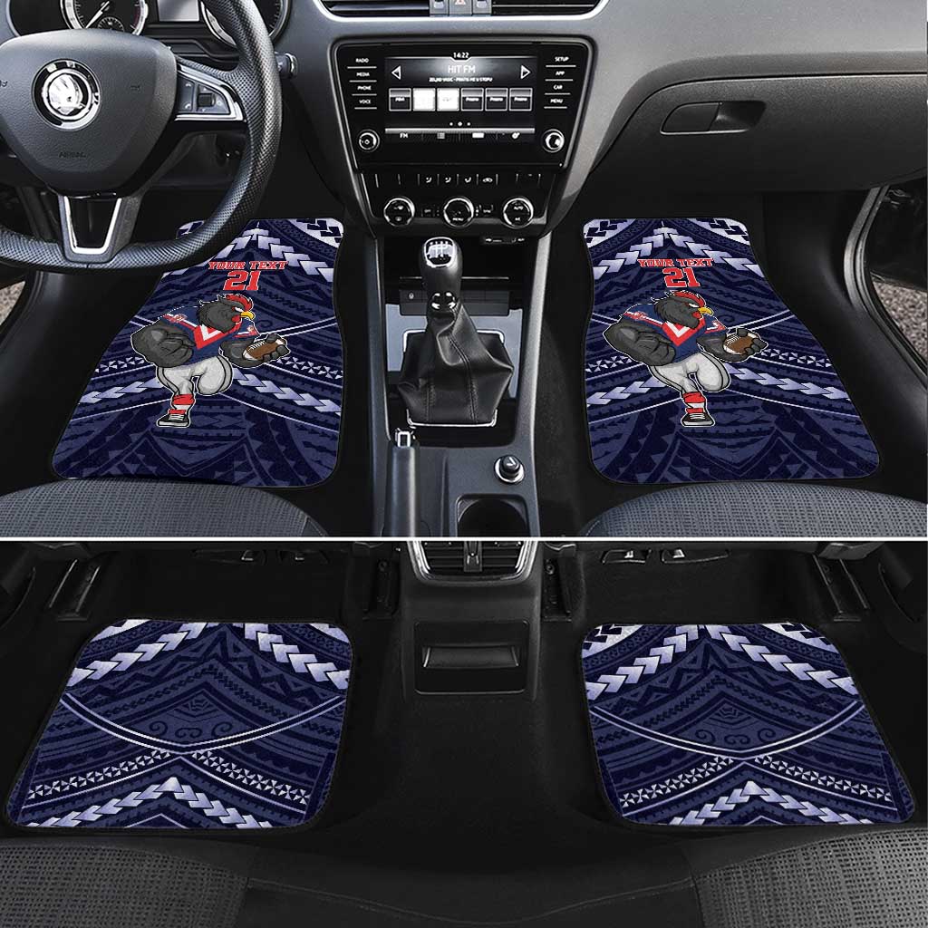 Custom Roosters Rugby Polynesian Tribal Car Mats