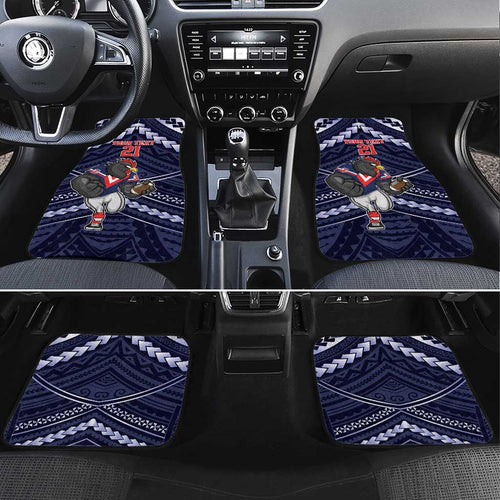 Custom Roosters Rugby Polynesian Tribal Car Mats