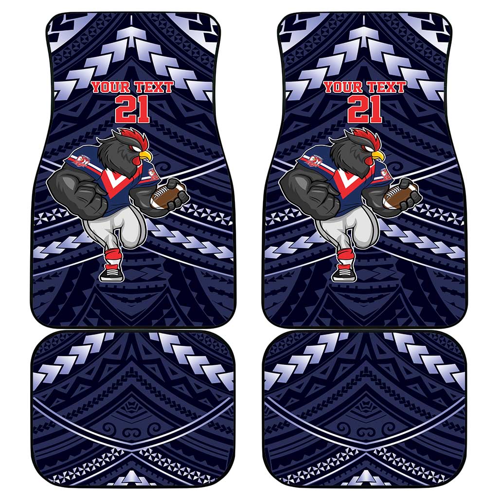 Custom Roosters Rugby Polynesian Tribal Car Mats