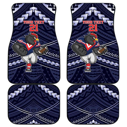 Custom Roosters Rugby Polynesian Tribal Car Mats