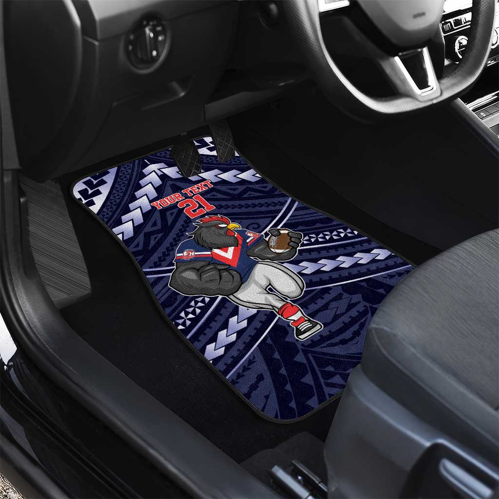 Custom Roosters Rugby Polynesian Tribal Car Mats