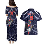 Custom Roosters Rugby Polynesian Tribal Couples Matching Puletasi and Hawaiian Shirt