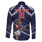 Custom Roosters Rugby Polynesian Tribal Family Matching Long Sleeve Bodycon Dress and Hawaiian Shirt