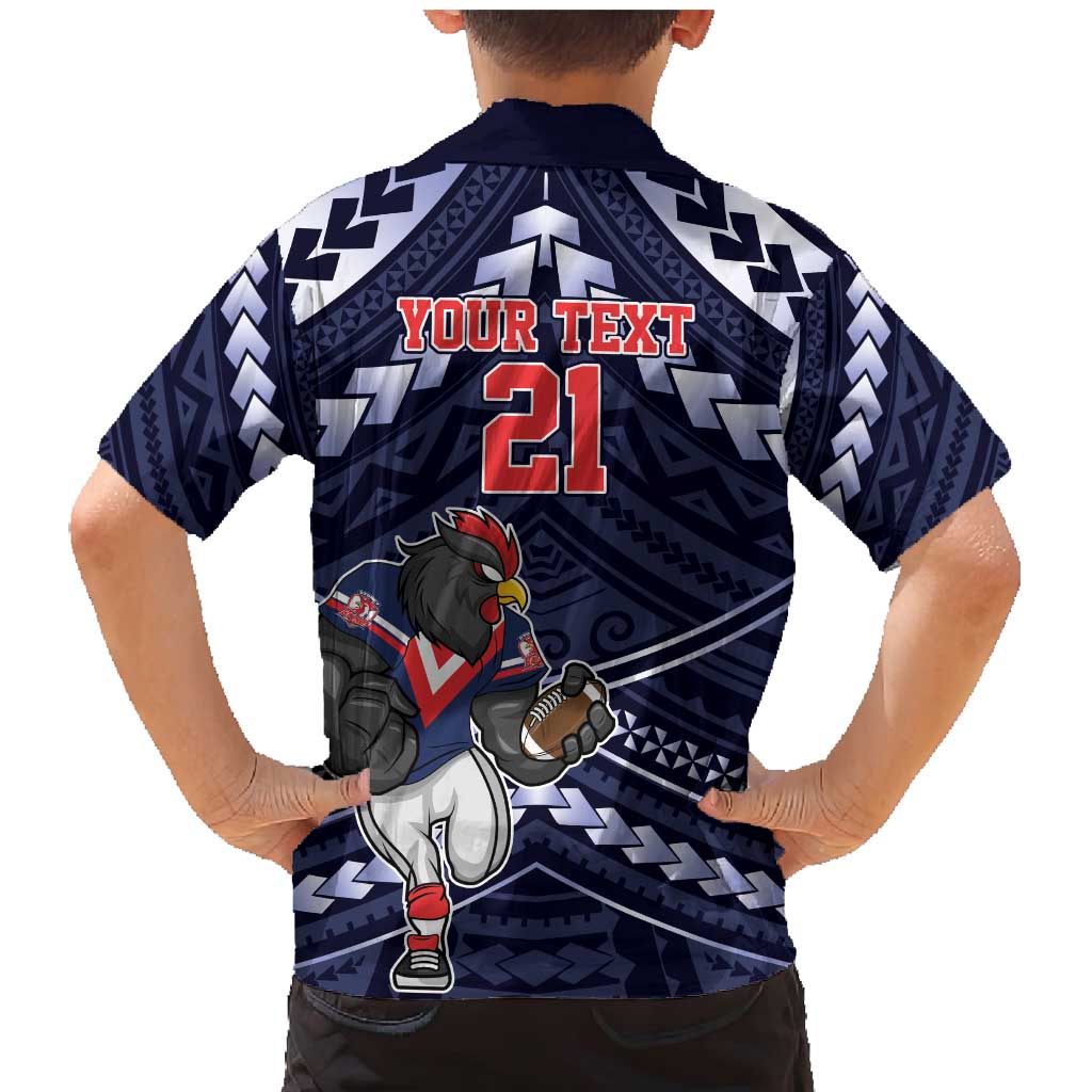 Custom Roosters Rugby Polynesian Tribal Family Matching Mermaid Dress and Hawaiian Shirt