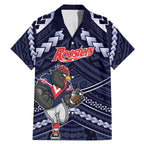 Custom Roosters Rugby Polynesian Tribal Family Matching Mermaid Dress and Hawaiian Shirt