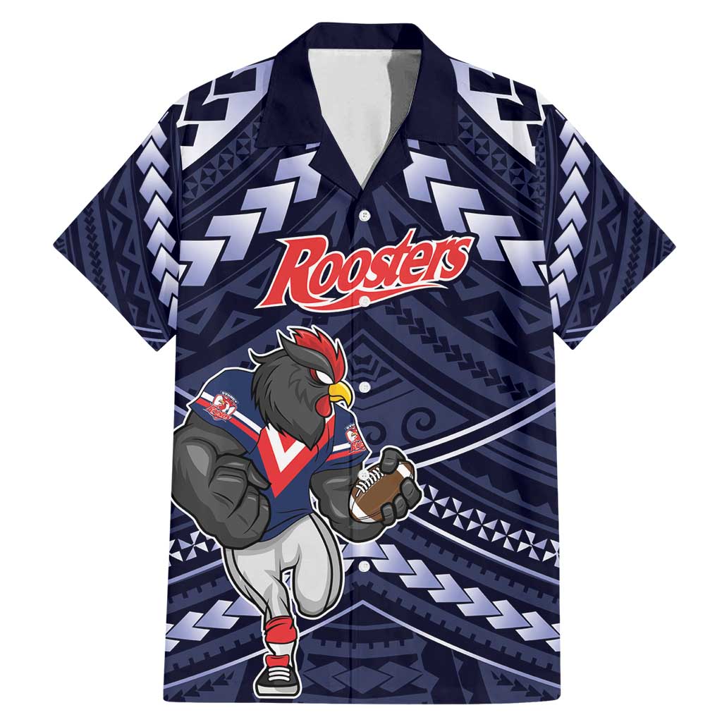 Custom Roosters Rugby Polynesian Tribal Family Matching Mermaid Dress and Hawaiian Shirt
