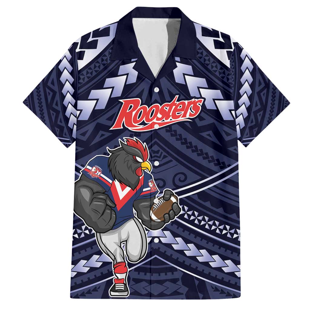 Custom Roosters Rugby Polynesian Tribal Family Matching Off Shoulder Maxi Dress and Hawaiian Shirt