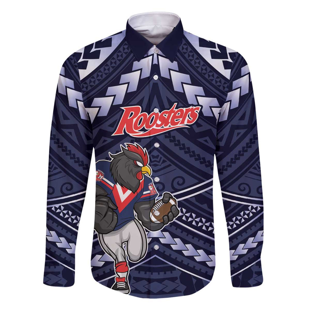 Custom Roosters Rugby Polynesian Tribal Family Matching Off Shoulder Short Dress and Hawaiian Shirt