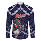 Custom Roosters Rugby Polynesian Tribal Family Matching Off Shoulder Short Dress and Hawaiian Shirt