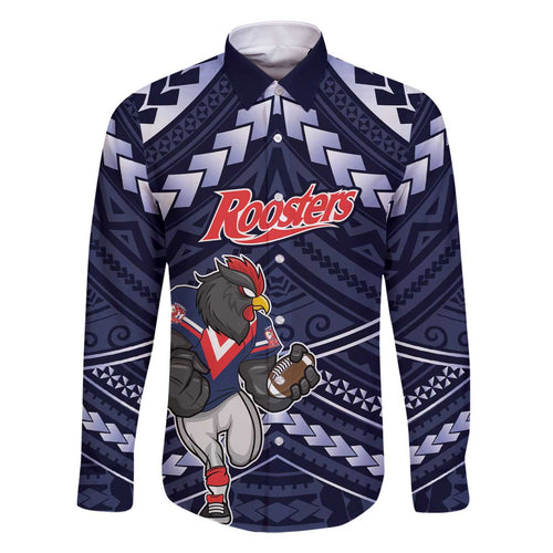 Custom Roosters Rugby Polynesian Tribal Family Matching Off Shoulder Short Dress and Hawaiian Shirt