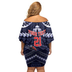 Custom Roosters Rugby Polynesian Tribal Family Matching Off Shoulder Short Dress and Hawaiian Shirt