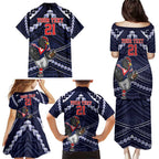 Custom Roosters Rugby Polynesian Tribal Family Matching Puletasi and Hawaiian Shirt