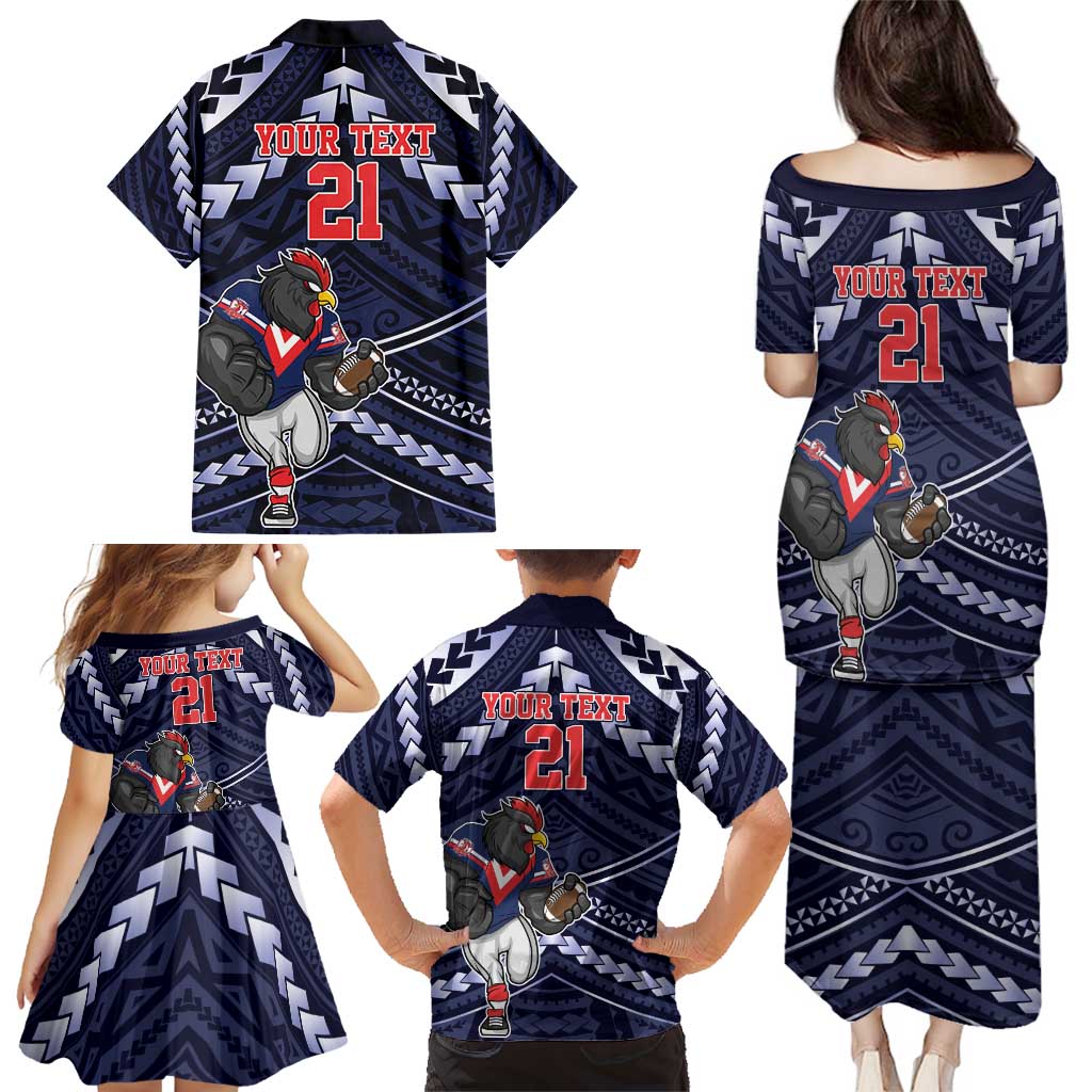 Custom Roosters Rugby Polynesian Tribal Family Matching Puletasi and Hawaiian Shirt