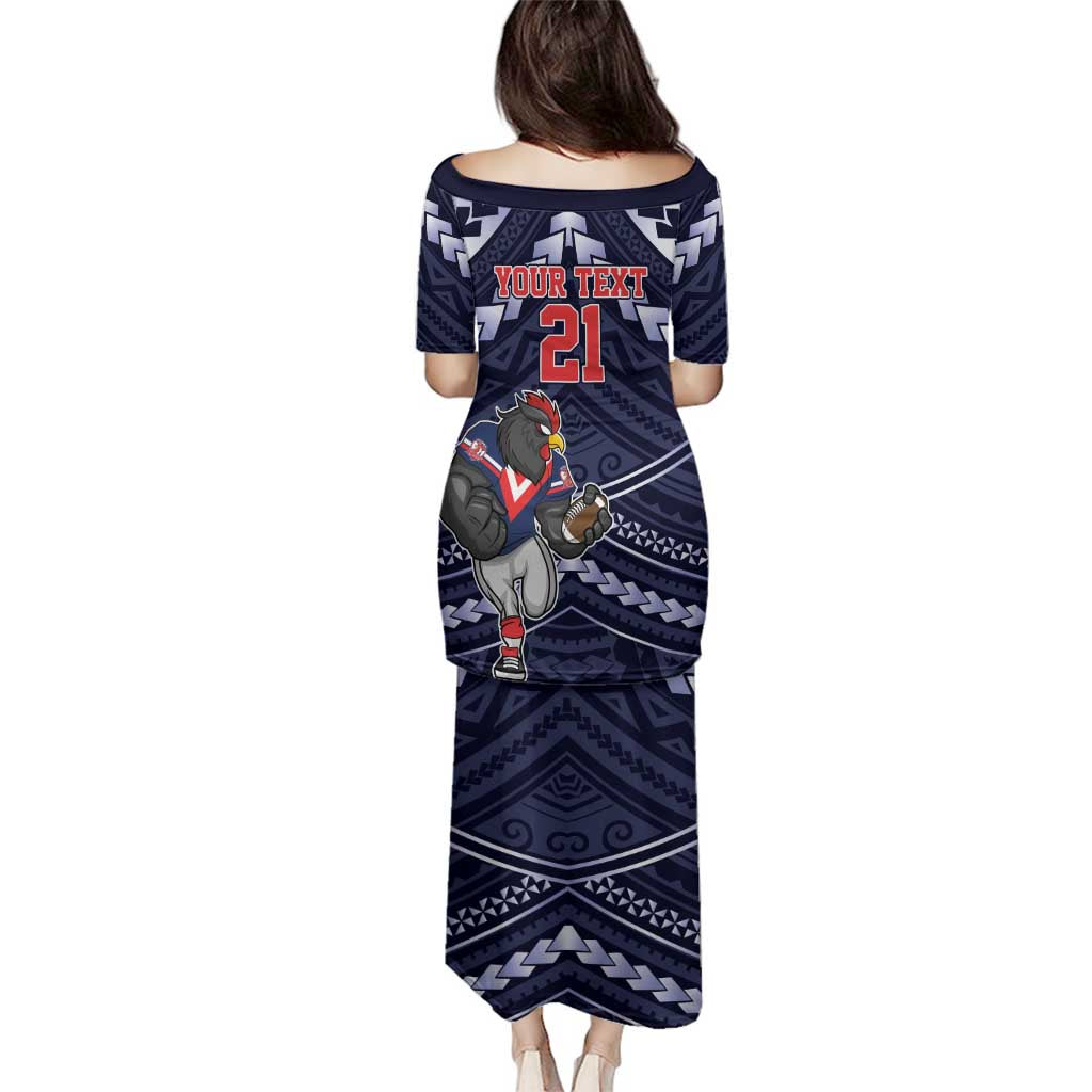 Custom Roosters Rugby Polynesian Tribal Family Matching Puletasi and Hawaiian Shirt