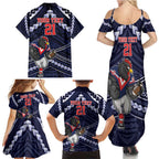Custom Roosters Rugby Polynesian Tribal Family Matching Summer Maxi Dress and Hawaiian Shirt