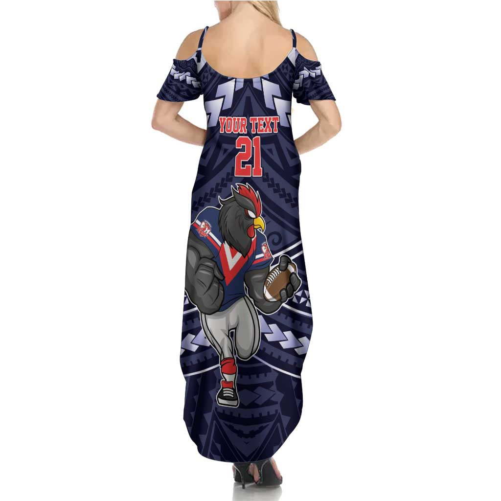 Custom Roosters Rugby Polynesian Tribal Family Matching Summer Maxi Dress and Hawaiian Shirt