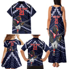 Custom Roosters Rugby Polynesian Tribal Family Matching Tank Maxi Dress and Hawaiian Shirt