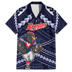 Custom Roosters Rugby Polynesian Tribal Family Matching Tank Maxi Dress and Hawaiian Shirt