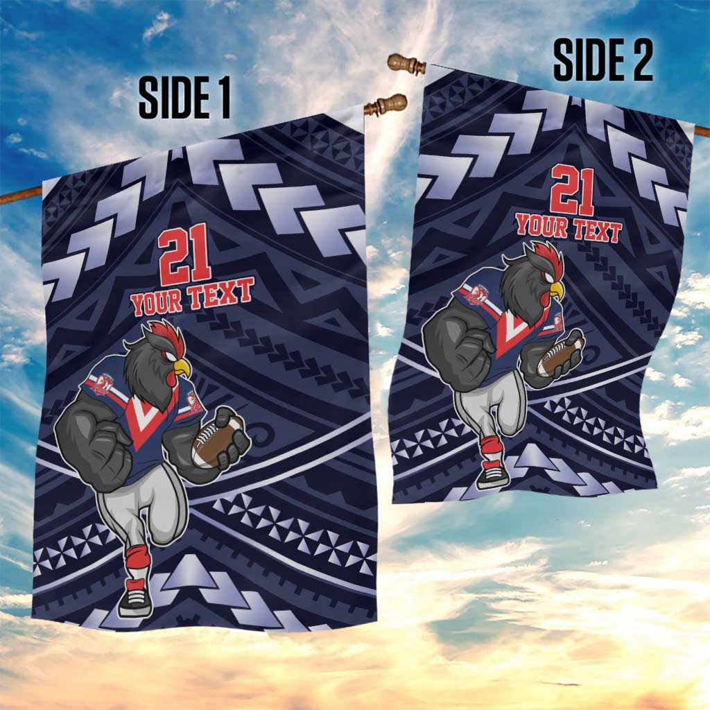 Custom Roosters Rugby Polynesian Tribal Garden Flag