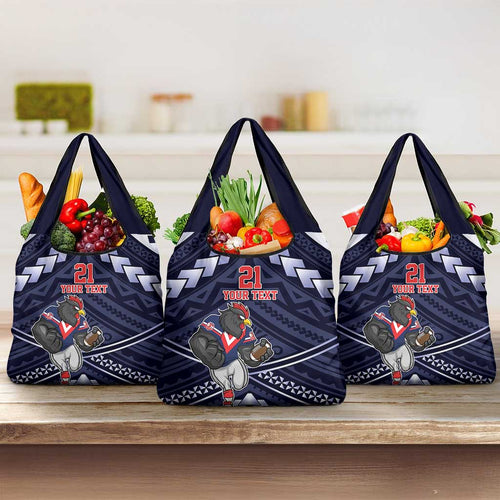 Custom Roosters Rugby Polynesian Tribal Grocery Bag