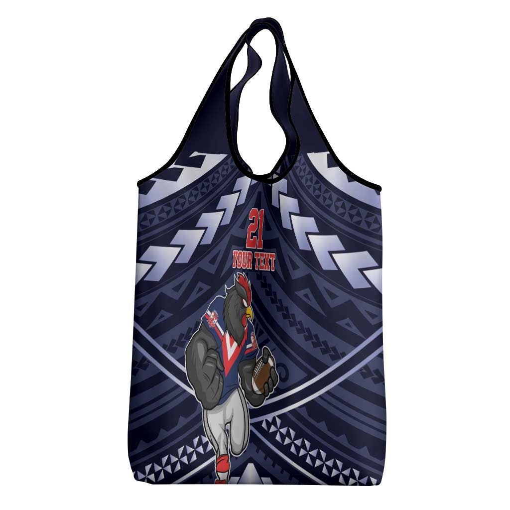Custom Roosters Rugby Polynesian Tribal Grocery Bag
